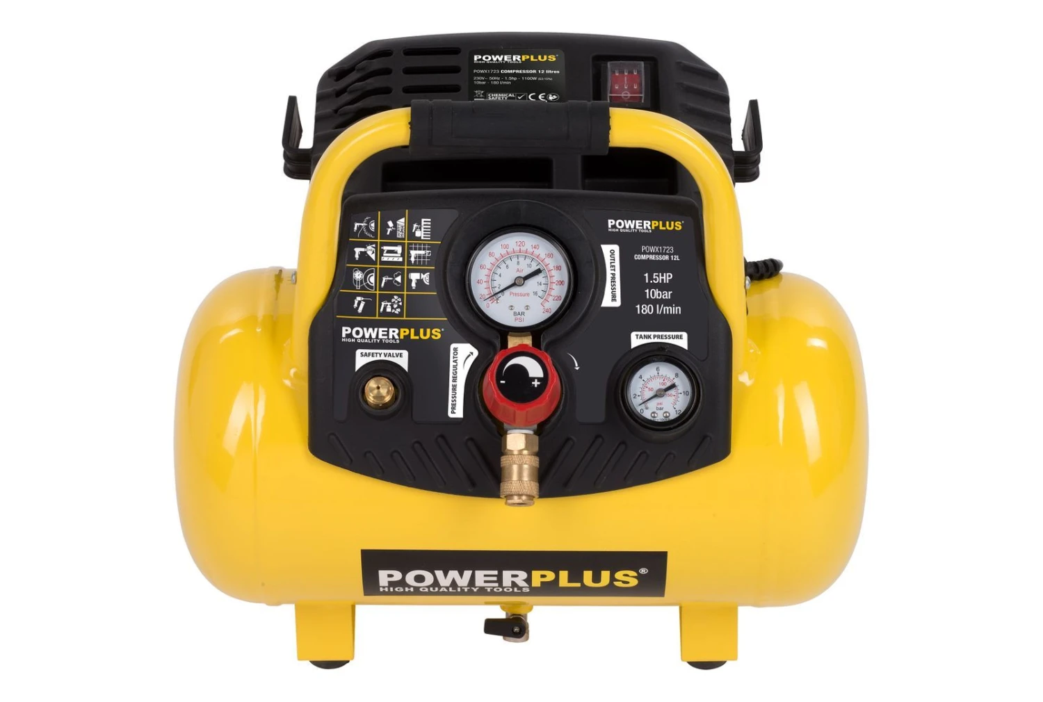 Powerplus POWX1723 Compressor - 1100W - 12L - Olievrij 6 Powerplus POWX1723 Compressor - 1100W - 12L - Olievrij - Afbeelding 6