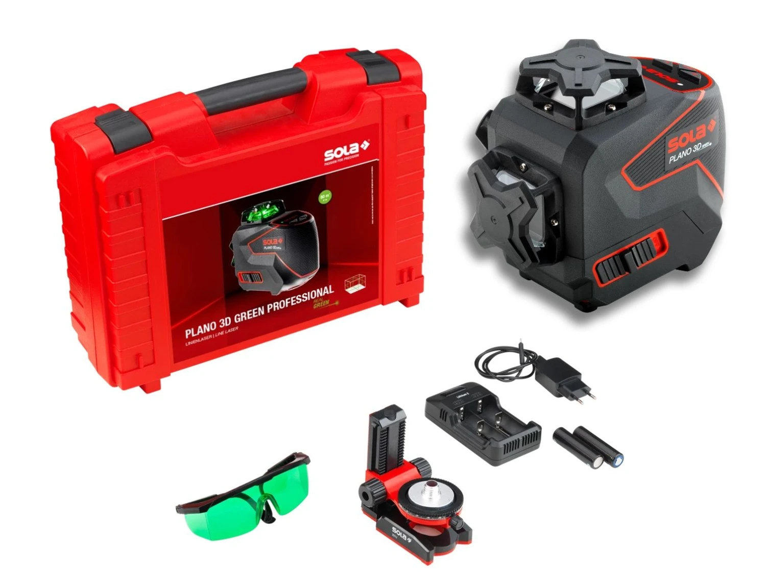 Sola PLANO 3D Green Professional 360° Kruislijnlaser In Koffer - Groen 1 Sola PLANO 3D Green Professional 360° Kruislijnlaser In Koffer - Groen