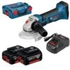 Bosch GWS 18-125 V-LI 18V Li-Ion Accu Haakse Slijper Set (2x 5.0Ah Accu) In L-Boxx - 125mm - 060193A30L
