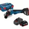 Bosch GWS 18V-10 PC 18V Li-Ion Accu Haakse Slijper Set (2x 5,0 Ah Accu) In L-boxx - 125mm - Koolborstelloos - 06019G3E0D