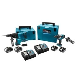 Makita DLX2101PMJ 18V Li-Ion Accu Combihamer (DHR264) & Klopboor-/schroefmachine (DHP481) Combiset (4x 4.0Ah) In Mbox