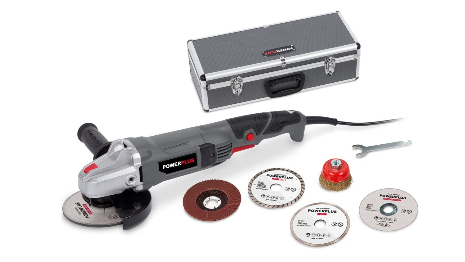 Powerplus POWESET2 Haakse Slijper + 6 Accessoire In Koffer - 900W - 125mm 2 Powerplus POWESET2 Haakse Slijper + 6 Accessoire In Koffer - 900W - 125mm - Afbeelding 2