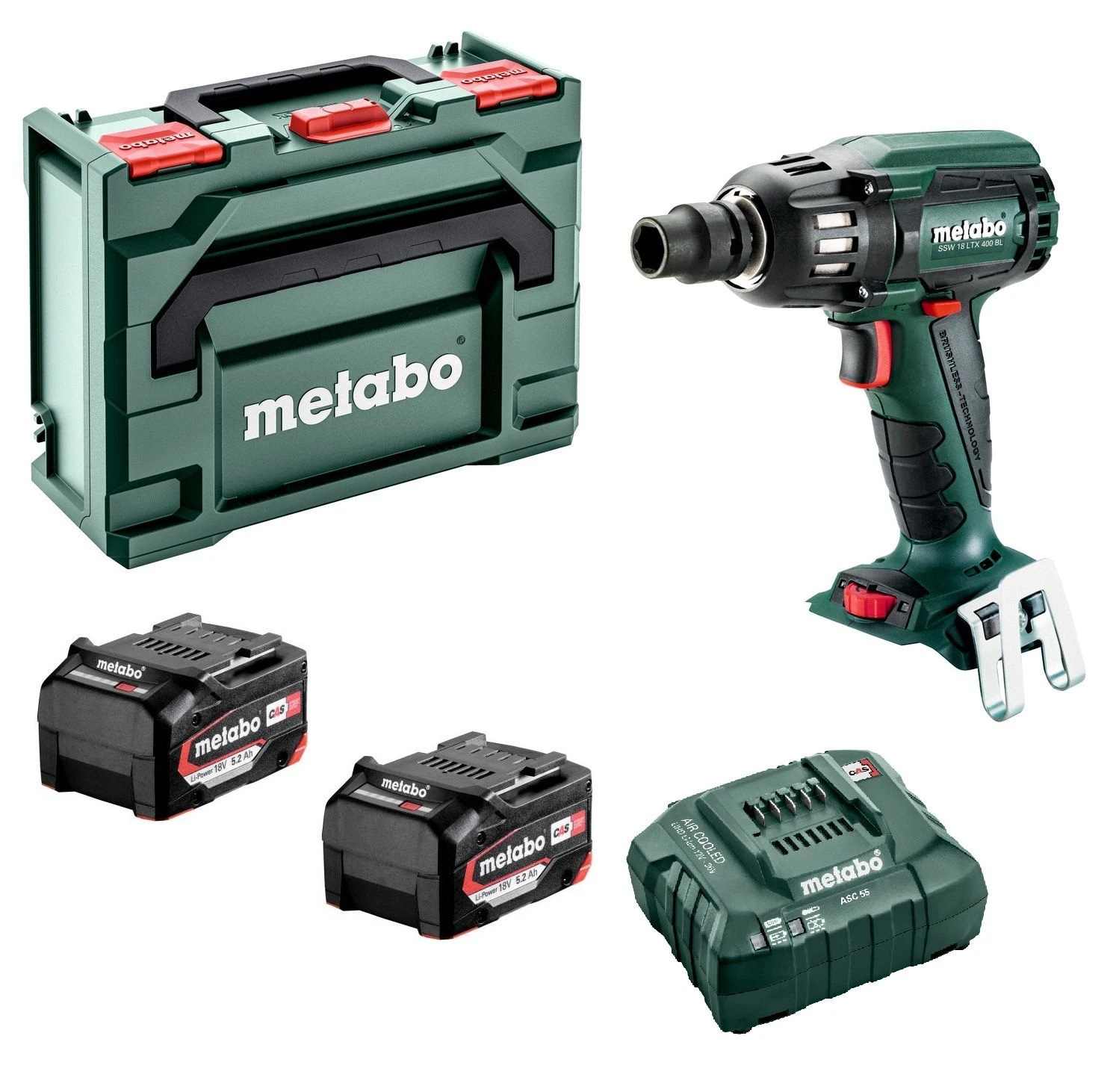 Metabo SSW 18 LTX 400 BL 18V Li-Ion Accu Slagmoersleutel Set (2x Li-Power 5.2Ah Accu) In MetaBOX - 400Nm - 1/2" - Koolborstelloos 1 Metabo SSW 18 LTX 400 BL 18V Li-Ion Accu Slagmoersleutel Set (2x Li-Power 5.2Ah Accu) In MetaBOX - 400Nm - 1/2" - Koolborstelloos