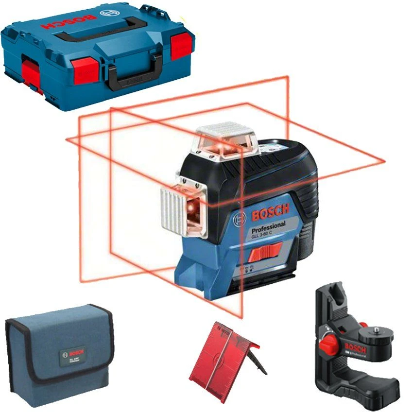Bosch GLL 3-80 C 12V Li-Ion Accu Lijnlaser Set (1x 2.0Ah Accu) In L-boxx - Rood - 0601063R02 2 Bosch GLL 3-80 C 12V Li-Ion Accu Lijnlaser Set (1x 2.0Ah Accu) In L-boxx - Rood - 0601063R02 - Afbeelding 2
