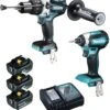 Makita DLX2174TJ1 18V Li-Ion Accu Klopboor-/schroefmachine (DHP481) & Slagschroevendraaier (DTD153) Combiset (3x 5.0Ah Accu) In Mbox