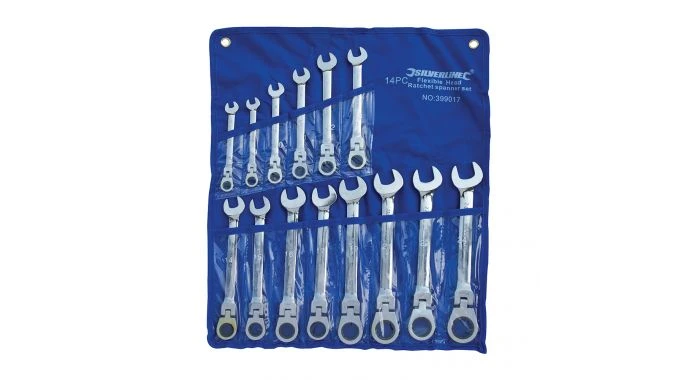 Silverline 399017 14-delige Ring-/steekratelsleutelset - Flexibel - 8-24mm 1 Silverline 399017 14-delige Ring-/steekratelsleutelset - Flexibel - 8-24mm