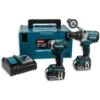 Makita DLX2176TJ 18V Li-Ion Accu Klopboor-/schroefmachine (DHP481) & Slagschroevendraaier (DTD154) Combiset (2x 5.0Ah Accu) In Koffer