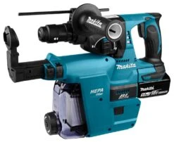 Makita DHR243T3JW 18V Li-Ion Accu SDS-plus Combihamer Incl. Snelspanboorkop En Stofafzuiging Set (3x 5.0Ah Accu) In Mbox - 2J - Koolborstelloos