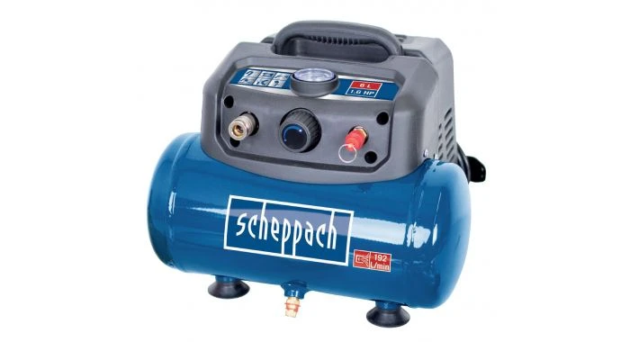 Scheppach HC06 Compressor Incl. Toebehoren - Olievrij - 8 Bar - 192 L/min - 6L - 5906132901 1 Scheppach HC06 Compressor Incl. Toebehoren - Olievrij - 8 Bar - 192 L/min - 6L - 5906132901