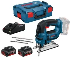 Bosch GST 18 V-LI B 18V Li-Ion Accu Decoupeerzaag Set (2x 4.0Ah Accu) In L-boxx + Zaagbladen - 06015A6106