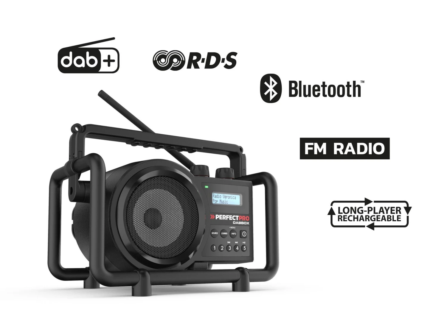PerfectPro DBX3 DABBOX Bouwradio FM RDS - DAB+ - Bluetooth - AUX-in - Werkt Op Netstroom En Batterijen - DBX3 6 PerfectPro DBX3 DABBOX Bouwradio FM RDS - DAB+ - Bluetooth - AUX-in - Werkt Op Netstroom En Batterijen - DBX3 - Afbeelding 6