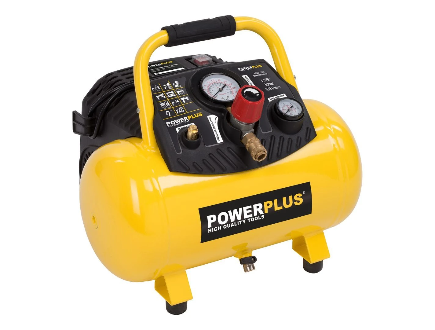 Powerplus POWX1723 Compressor - 1100W - 12L - Olievrij 2 Powerplus POWX1723 Compressor - 1100W - 12L - Olievrij - Afbeelding 2