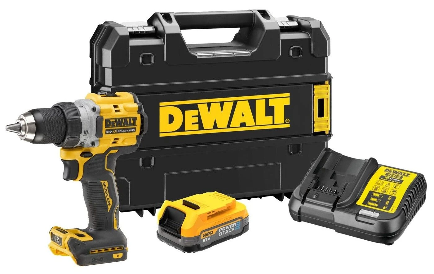 DeWALT DCD800E1T 18V Li-ion Accu Klopboormachine Set (18V XR G3 Powerstack Accu) In TSTAK Koffer 1 DeWALT DCD800E1T 18V Li-ion Accu Klopboormachine Set (18V XR G3 Powerstack Accu) In TSTAK Koffer
