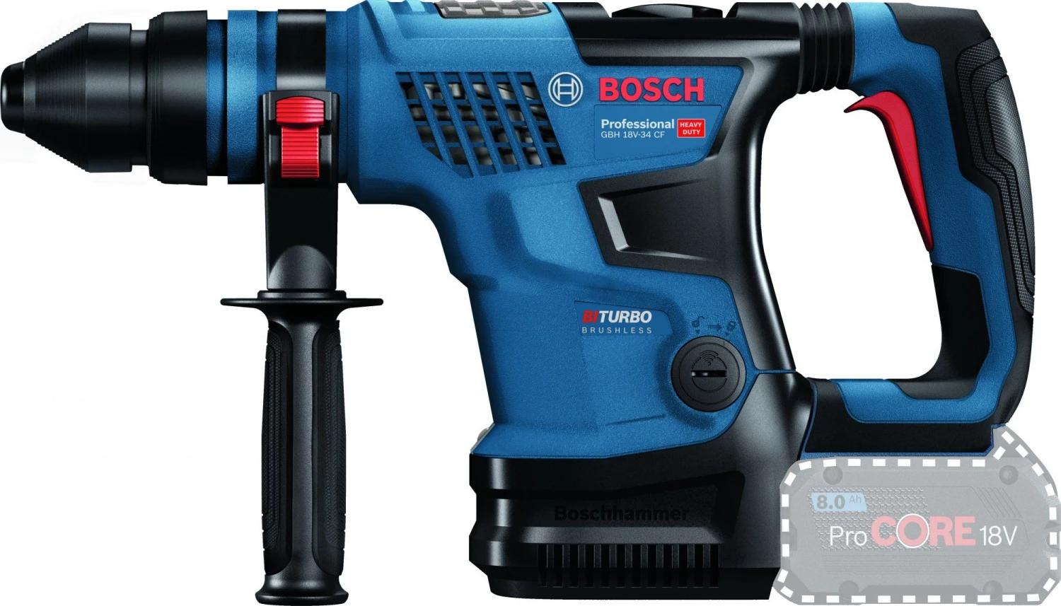Bosch GBH 18V-34 CF 18V Li-ion Accu BiTurbo SDS-Plus Boorhamer Body In Koffer - 5,8J - Koolborstelloos - 0611914001 2 Bosch GBH 18V-34 CF 18V Li-ion Accu BiTurbo SDS-Plus Boorhamer Body In Koffer - 5,8J - Koolborstelloos - 0611914001 - Afbeelding 2