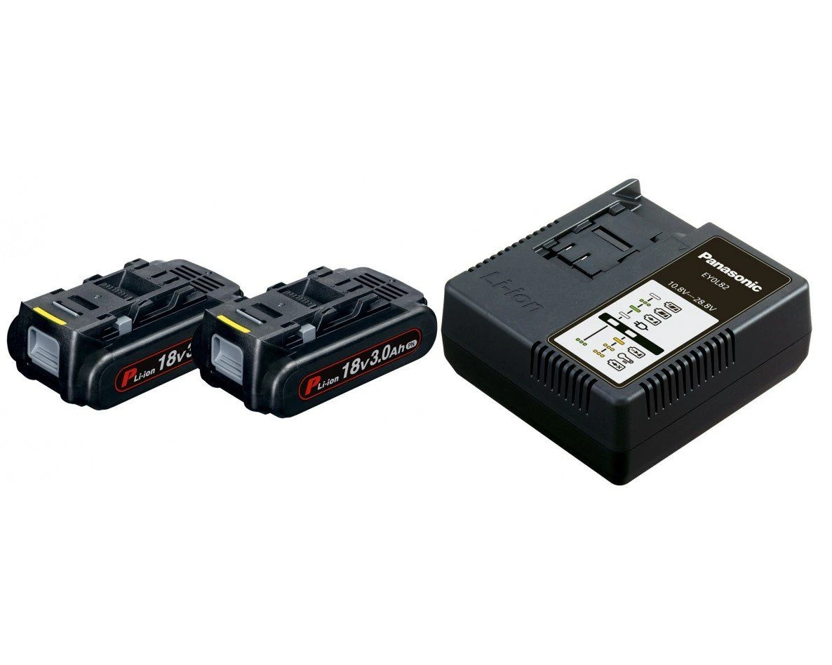 Panasonic EYC953B 18V Li-Ion Accu Starterset (2x 3.0Ah) + Lader 1 Panasonic EYC953B 18V Li-Ion Accu Starterset (2x 3.0Ah) + Lader