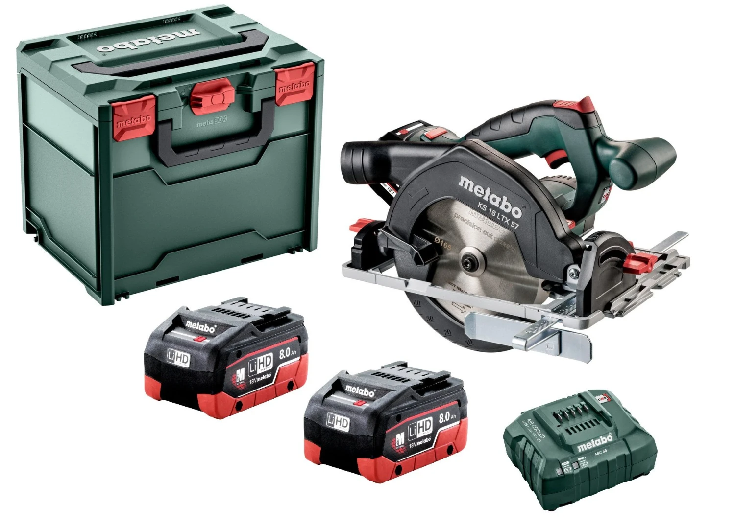 Metabo KS 18 LTX 57 18V LiHD Accu Cirkelzaag Set In MetaBOX (2x 8,0Ah Accu) - 57mm - 601857810 1 Metabo KS 18 LTX 57 18V LiHD Accu Cirkelzaag Set In MetaBOX (2x 8,0Ah Accu) - 57mm - 601857810