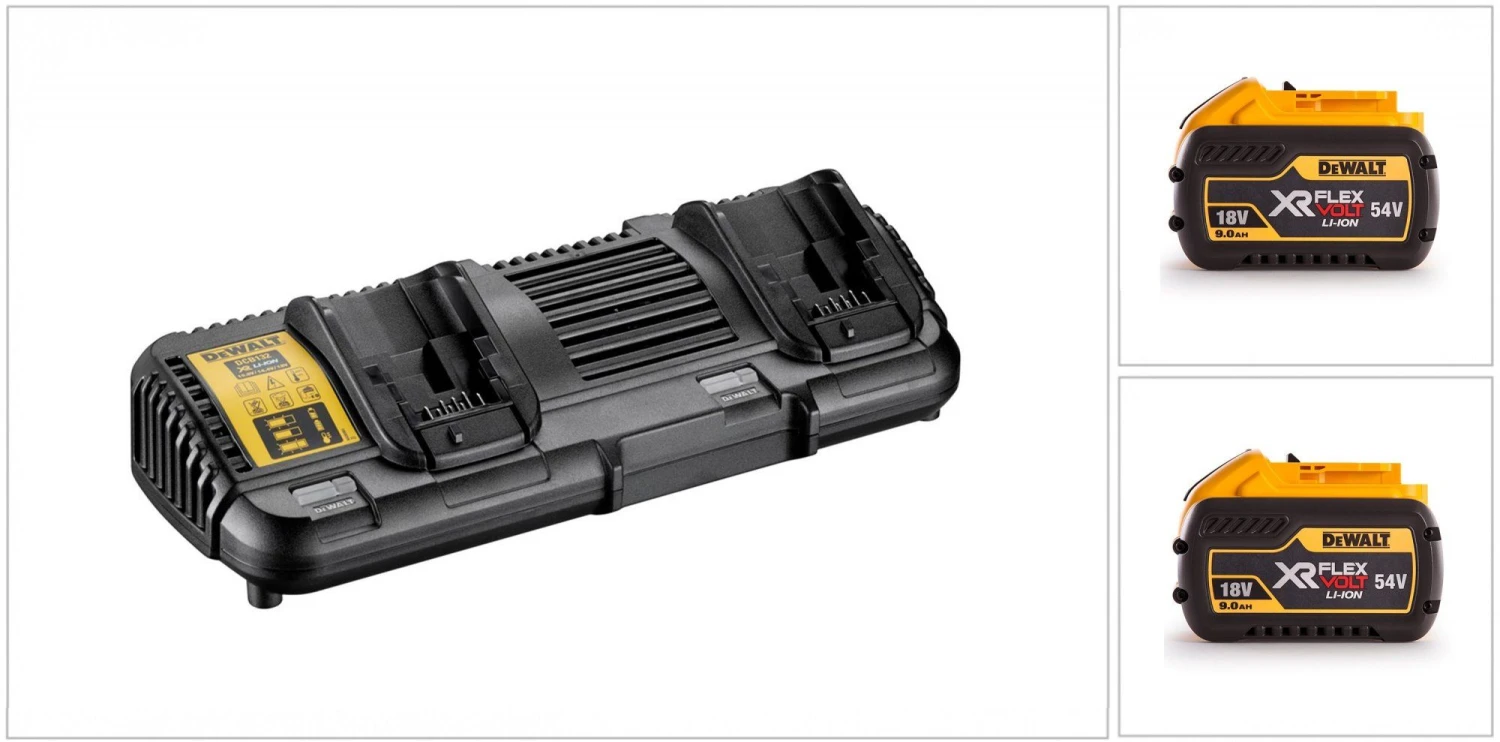 DeWalt DCB132X2 18V / 54V FlexVolt Li-Ion Accu Starterset (2x 9.0Ah) + Duolader - DCB132X2-QW 1 DeWalt DCB132X2 18V / 54V FlexVolt Li-Ion Accu Starterset (2x 9.0Ah) + Duolader - DCB132X2-QW