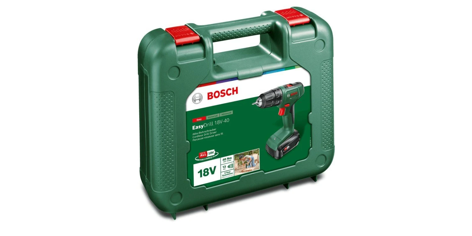 Bosch EasyDrill 18V-40 18V Li-ion Accu Schroefboormachine Set (1x2.0Ah) In Koffer - 06039D8004 2 Bosch EasyDrill 18V-40 18V Li-ion Accu Schroefboormachine Set (1x2.0Ah) In Koffer - 06039D8004 - Afbeelding 2