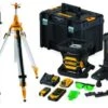 DeWALT DCE080D1GS-SET 18V Li-ion XR Accu Volautomatische Roterende Laser Set (1x 2.0Ah) In TSTAK Koffer - Groen - Met Statief En Meetlat