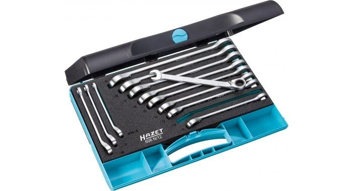 Hazet 606N/12 12-delige Ratel-ring-steeksleutelset - 8-19mm 1 Hazet 606N/12 12-delige Ratel-ring-steeksleutelset - 8-19mm