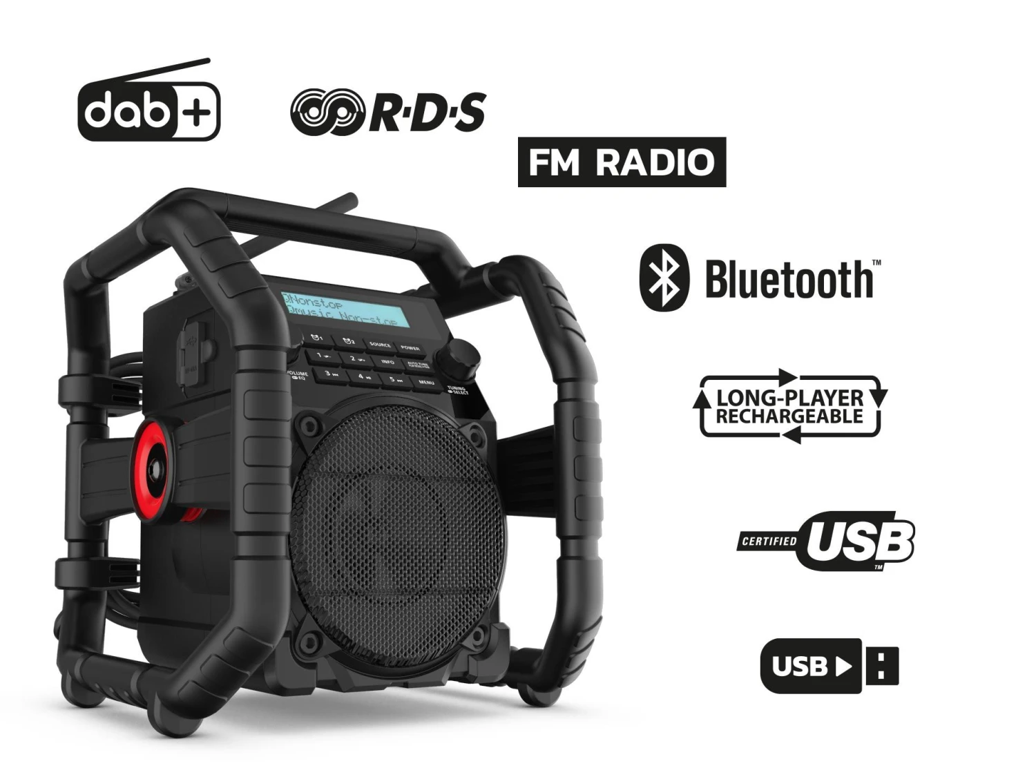 PerfectPro UBOX 500R Bouwradio - FM RDS - DAB+ - Bluetooth - USB - Aux-in - Werkt Op Netstroom & Batterij 5 PerfectPro UBOX 500R Bouwradio - FM RDS - DAB+ - Bluetooth - USB - Aux-in - Werkt Op Netstroom & Batterij - Afbeelding 5