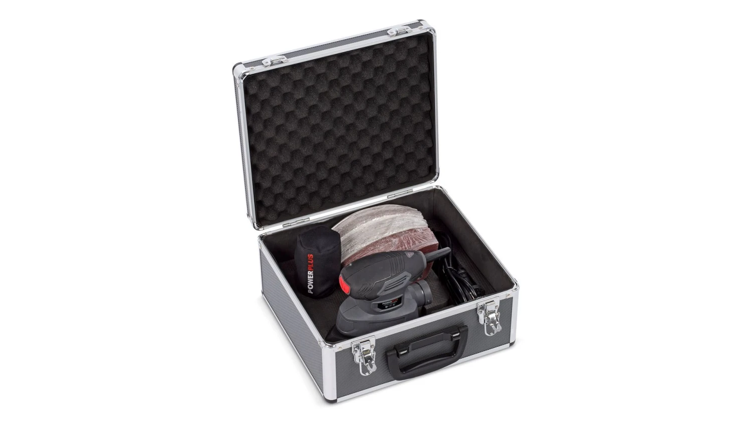 Powerplus POWESET5 Handpalmschuurmachine + 100 Schuurvellen In Koffer- 140W 3 Powerplus POWESET5 Handpalmschuurmachine + 100 Schuurvellen In Koffer- 140W - Afbeelding 3