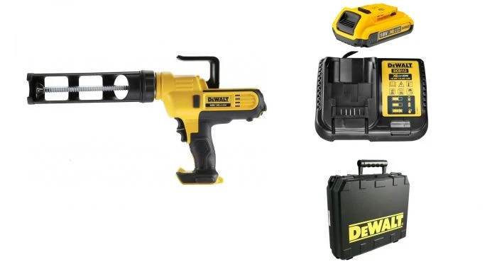 DeWalt DCE560D1 18V Li-Ion Accu Lijm- En Kitspuit Set (1x 2.0Ah Accu) Incl. Kokerhouder In Koffer - DCE560D1-QW 1 DeWalt DCE560D1 18V Li-Ion Accu Lijm- En Kitspuit Set (1x 2.0Ah Accu) Incl. Kokerhouder In Koffer - DCE560D1-QW