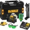 DeWalt DCE089D1G 10.8V Li-Ion Accu Zelfnivellerende 3x 360 Graden Multilijnlaser Set (1x 2.0Ah Accu) In Koffer - 3 Lijnen - 30m - Groen - DCE089D1G-QW