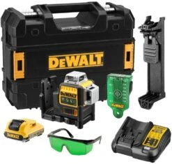 DeWalt DCE089D1G 10.8V Li-Ion Accu Zelfnivellerende 3x 360 Graden Multilijnlaser Set (1x 2.0Ah Accu) In Koffer - 3 Lijnen - 30m - Groen - DCE089D1G-QW