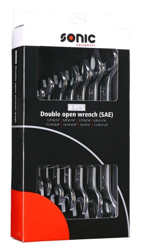 Sonic 600806 Dubbele Steeksleutelset (SAE) - 8 Delig 2 Sonic 600806 Dubbele Steeksleutelset (SAE) - 8 Delig - Afbeelding 2