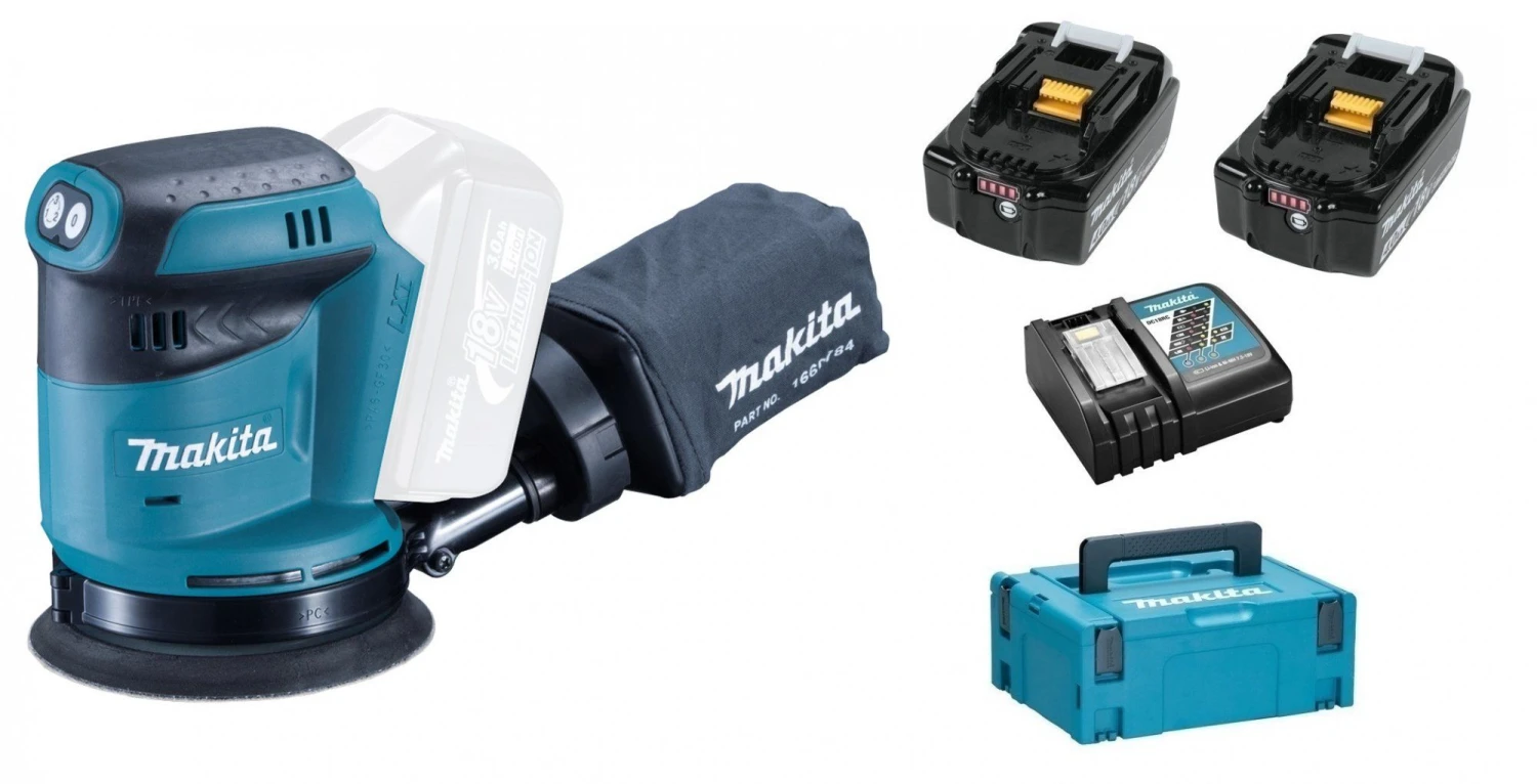 Makita DBO180RMJ 18V Li-Ion Accu Excentrische Schuurmachine Set (2x 4.0Ah Accu) In Mbox - 125mm 1 Makita DBO180RMJ 18V Li-Ion Accu Excentrische Schuurmachine Set (2x 4.0Ah Accu) In Mbox - 125mm