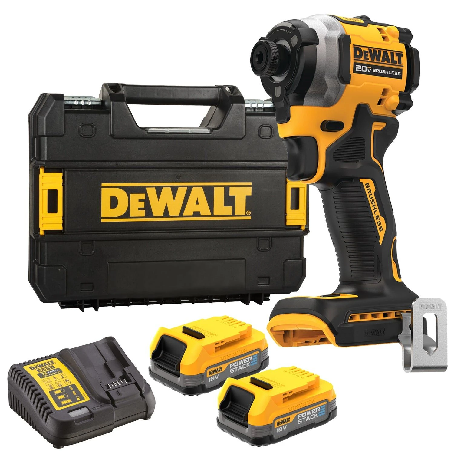 DeWALT DCF850E2T 18V Li-ion XR Accu Slagschroevendraaier Set (2x Powerstack Accu) In TSTAK Koffer 1 DeWALT DCF850E2T 18V Li-ion XR Accu Slagschroevendraaier Set (2x Powerstack Accu) In TSTAK Koffer
