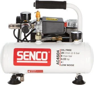 Senco AC4504 Compressor - Geluidsarm - 240W - 8 Bar - 4L - 28L/m - AFN0024 2 Senco AC4504 Compressor - Geluidsarm - 240W - 8 Bar - 4L - 28L/m - AFN0024 - Afbeelding 2