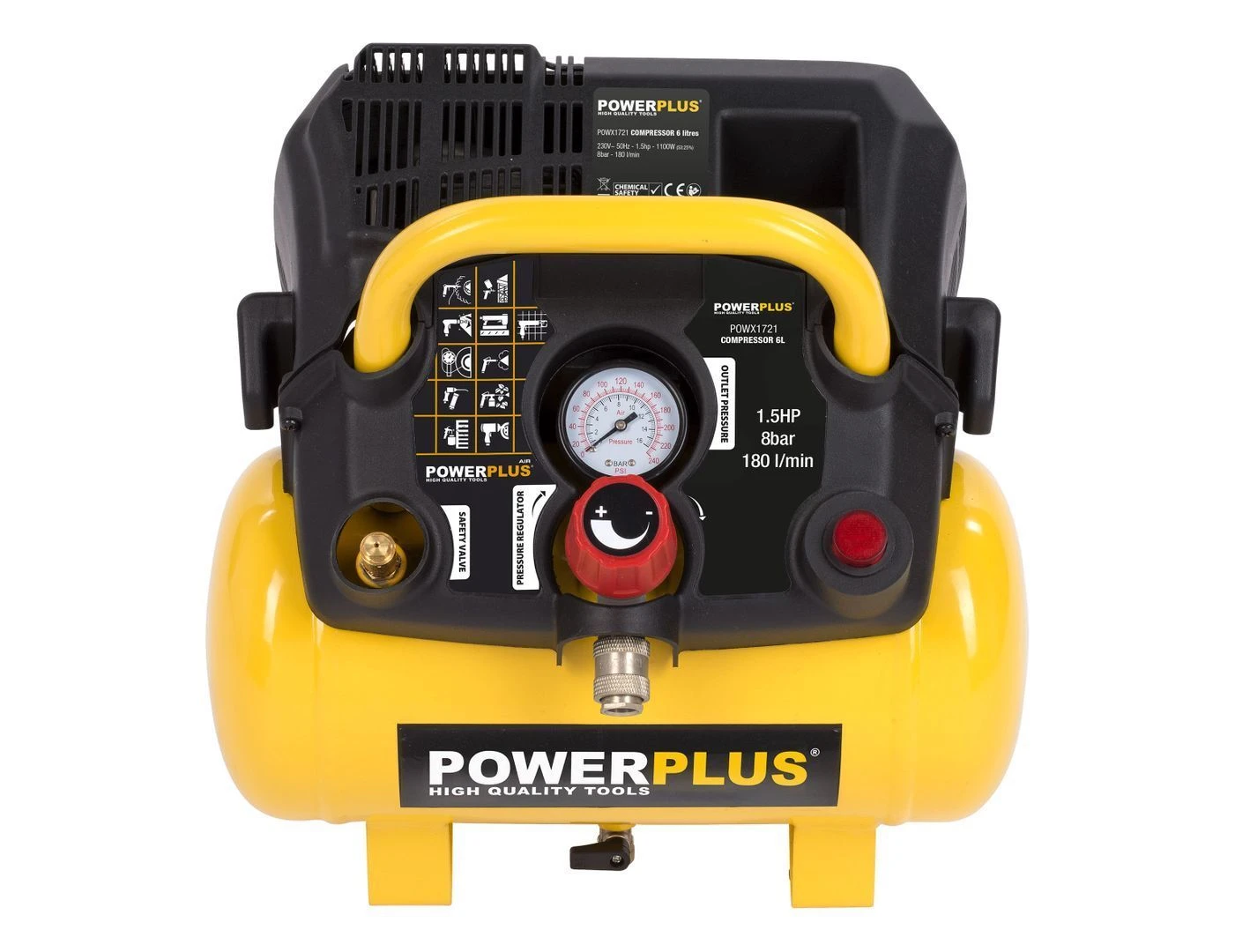 Powerplus POWX1721 Compressor - 1100W - 6L - Olievrij 7 Powerplus POWX1721 Compressor - 1100W - 6L - Olievrij - Afbeelding 7
